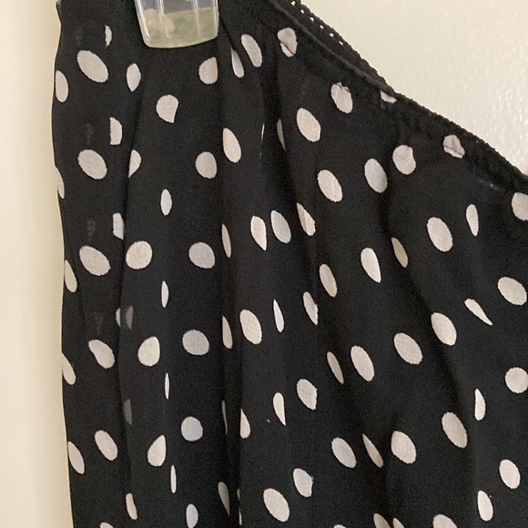 JM Collection Vintage Pre-Loved Black Polka Dot Black Flow Skirt - Picture 2 of 8
